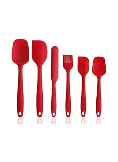 Buy 6 Piece Non-Stick Rubber Spatula Set with Stainless Steel Core – Heat-Resistant Spatula Kitchen Utensils Set for Cooking, Baking and Mixing (Red) in UAE