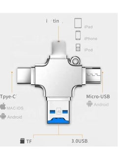 Buy 4 in 1 Mini Universal Portable OTG to USB Micro SD Multiple Memory Card Reader Adapter USB Card compatible with Lightning Micro Type C Reader for iOS, Android, Samsung, Tablets, iPhone, iPad, MacBook in UAE