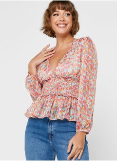 Buy V Neck Ruffled Top in UAE