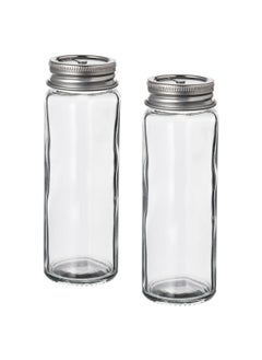 Buy Salt And Pepper Shakers Clear Glass And Stainless Steel 12 Cm in Saudi Arabia