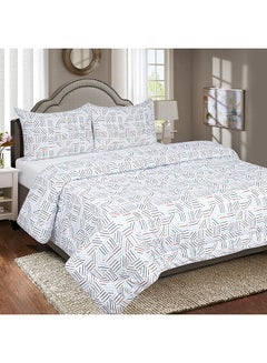 Buy Madison Senaki 3-Piece Twin Printed Cotton Comforter Set 220 x 160 cm in UAE