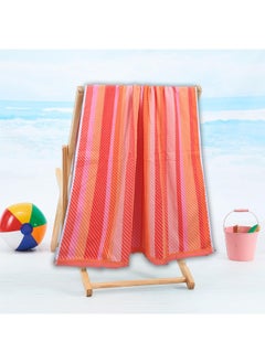 Buy Jacquard Beach Towel Warm Stripe Cotton (86x162 cm) 390 gsm-Set of 1 in UAE