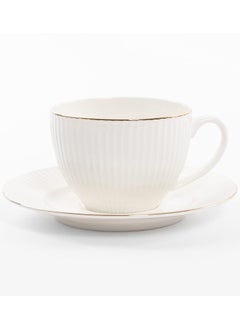 Buy Luce Tea Cup & Saucer Set, White - 220ml in UAE