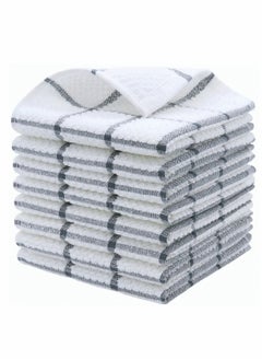 اشتري Cotton Grid Dish Cloths, Terry Cleaning Rags, 12 x 12 Inches, Light and Soft, Quick Drying Dish Rags 8Pieces في الامارات