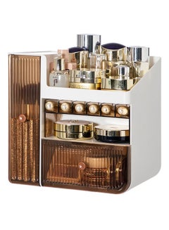 اشتري Makeup Organizer Multi-Function Cosmetic Storage Box Cosmetic Storage Rack Lipstick Skincare Products Makeup Storage Box White في السعودية