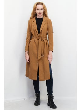 اشتري Women Solid Trench Coat Jacket, Brown في الامارات