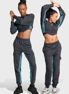 Buy Dance 3-Stripes High-Waisted Tapered Cargo Joggers in UAE