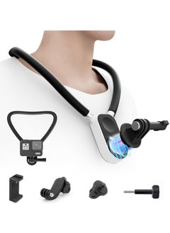 اشتري Magnetic Silicone Neck Hanging POV Selfie Mount with Phone Clip Vertical Mount Kit Hands Free Video Vlog Necklace for GoPro Insta360 DJI Action Camera iPhone Android Video Vlog Accessories في الامارات