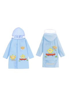 Buy New Cute Cartoon Childrens Raincoat Boys and Girls Big Hat Brim Extended Large Schoolbag Poncho Blue pvc new style in Saudi Arabia