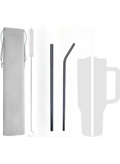 Buy 2 Pack Stainless Steel Straw Replacement 40 oz for Stanley Adventure Travel Tumbler, Reusable Straws with Cleaning Brush Compatible with Stanley 40oz Stanley Cup Tumbler in UAE