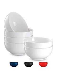 اشتري Ceramic Cereal Bowls  Microwave  Dishwasher And Freezer Safe  Porcelain Dishes For Soup  Pasta  Salad  Oatmeal  Deep Interior (White  6 Inch) في مصر