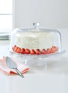 Buy Multi-Function Acrylic Cake Stand With Lid Clear in Saudi Arabia