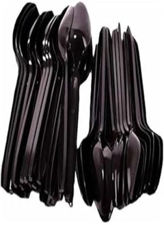 اشتري Black Plastic Spoon - Heavyweight Disposable Spoon, Heavy Duty Black Cutlery - Plastic Utensils - Perfect for Parties and Restaurants (50 pices) في مصر