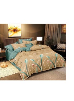 اشتري طقم لحاف Embrace King Comforter مكون من 6 قطع من القطن المصقول مقاس كينج، ملاءة سرير واحدة مثبتة 200 * 200 سم، لحاف واحد ثابت 220 * 240 سم، 4 قطع أغطية وسائد فائقة النعومة في الامارات