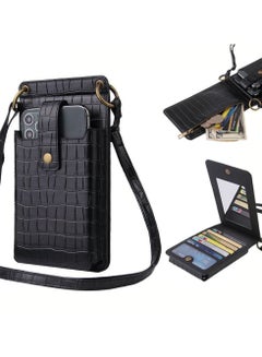 Buy New Ladies Multifunctional Crossbody Vertical Mini Shoulder Bag/Mobile Phone Bag Black in UAE