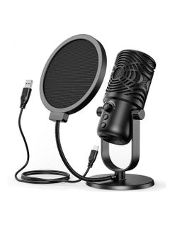 Buy FM1 USB Condenser Microphone Professional Studio DJ Recording Streaming Mic With Pop Filter For PC Laptop Gaming Youtube in Saudi Arabia