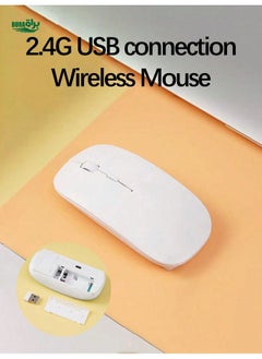 Buy 1pc Ultra-Thin 2.4g Wireless Mouse With USB Connection, Made Of PVC Material, Macaron Color in UAE