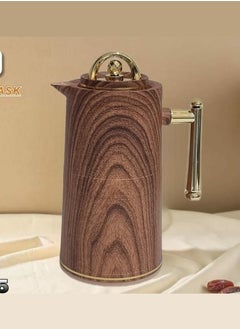 Buy Thermos For Tea And Coffee wooden/Golden 1Liter in Saudi Arabia