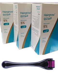 Buy Hairgrow 5% minoxidil Pack of 3 x 50ml with one Derma Roller Hair Growth 1mm in UAE