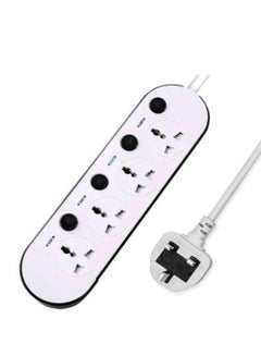 Buy 4 Way Extension Cord Board, 2500W Power Strip Fast Charging Ports, 4 Universal Outlets with Individual Switch and Power Indicator Electric Extension Power Strip 250V 10A 2 Meter Length in UAE