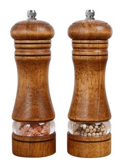 اشتري Pepper Grinder, Wooden Salt and Pepper Grinder Set, Classic Manual Salt Grinder Refillable Pepper Grinder Set with Acrylic Visible Window Adjustable Ceramic Grinding Rotor 6.5 Inch 2 Pack في الامارات