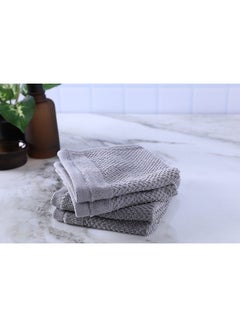 Buy Retreat S/4 Fingertip Towel Grey 30x30cm in UAE
