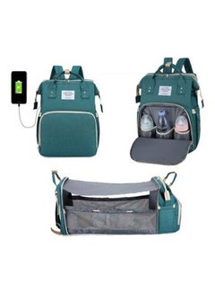 اشتري حقيبة ظهر محمولة متعددة الوظائف على شكل سرير للأم مع شبكة ناموس للطفل - أخضر في السعودية