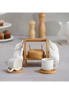 Buy Princess 13 Piece Tea Set Porcelain Bamboo Elegant Tea Service Collection High Quality Tea Set For Home Kitchen & Dining Room L30.5xW20xH17cm White in UAE