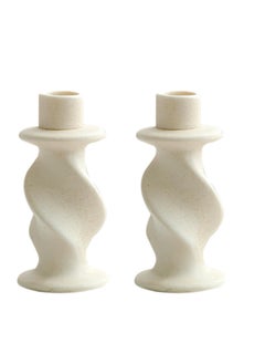 اشتري Taper Candle Holder Ceramic Candlestick Holders Decor Table Centerpiece Taper Candle Holders Desktop Decoration for Home Decor Wedding Dinning Party/Festival/Celebrations 2 Pieces في السعودية