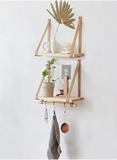 اشتري PU Biege Leather Strap Wall Floating Shelves 45X20 Biege في مصر