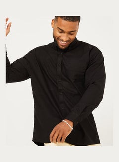 Buy Solid Long Sleeves Shirt with Button-Down Collar in Saudi Arabia