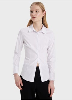 Buy Slim Fit Shirt Collar Long Sleeve Shirt in UAE