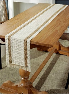 اشتري Cotton Linen Runner Splicing Weave Tassel The Tablecloth 180 x 30 cm في الامارات