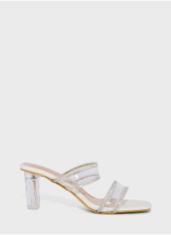 Buy Clear Double Strap Diamante Trime Sandal in UAE