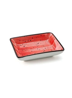 اشتري Color Glaze Porcelain Rectangular Dish 3.5 Inch,Red في الامارات