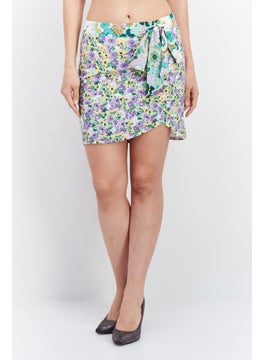 اشتري Women Floral Print Mini  Skirt, Green Combo في الامارات