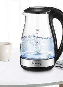 Buy Electric Glass Kettle 1.7L Capacity 1850-2200W Fast Boiling, Boil Dry Protection, Auto shut-off, LED Indicator, 1 year manufacturer warranty in UAE