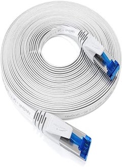 Buy KabelDirekt – 10m – Flat Ethernet/LAN/network cable (Cat 7, 10Gbps, RJ45 connector, highly flexible, suitable for permanent installation, for maximum optical fibre speeds, white) in Egypt