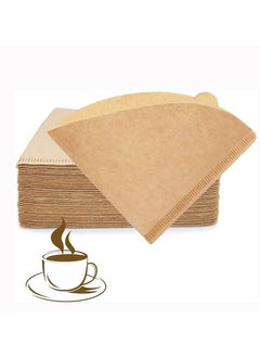 Buy Coffee Filter 100 pcs, Coffee Filter Paper V60 Unbleached Disposable Coffee Filters Paper for Pour Over and Drip Coffee Maker 2-4 Cups brown in UAE