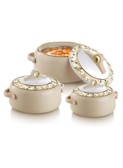 Buy Coral Casserole Food Warmer Stainless Steel Insulated Hotpot 3 Pc Set in UAE