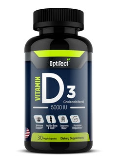 Buy Optitect Vitmain D3, Immune Support Health Bone & Teeth, Improves Mood Hormone Regulation, 30 Veggie Capsules, 5000 IU in UAE