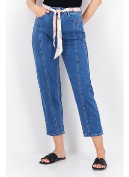 اشتري Women Boyfriend Fit High Waist Denim, Blue في الامارات