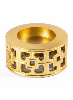 اشتري Damask Tealight Candle Holder, Gold - 6 cm في الامارات