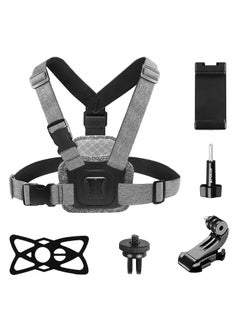 اشتري Adjustable Body Mount Belt Chest Strap with J Hook Mount & Long Screw & Phone Clamp, Capture Your Adventures (Chest Mount) في الامارات