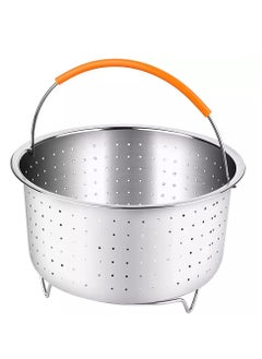 اشتري Sturdy Steamer Basket, 304 Stainless Steel Steamer Insert with Silicone Handle, Multifunctional Pressure Cooker Accessories for Steaming Vegetables Corn Eggs Rice Meat(3QT) في الامارات