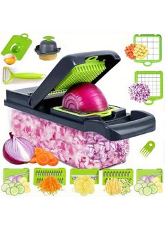 Buy 16 In 1 Vegetable Chopper Multifunctional Fruit Slicer Handle Food Grater Onion Mincer Chopper With Multiple Interchangeable Blades in Saudi Arabia