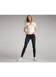 Buy Women Regular Fit Plain Skinny Jeans, Black in Saudi Arabia