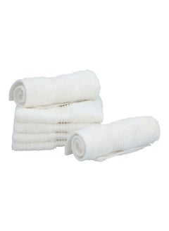 Buy 6Piece Pima Ultra Soft Highly Absorbent Cotton Towel Set White 30 x 30 cm in Saudi Arabia