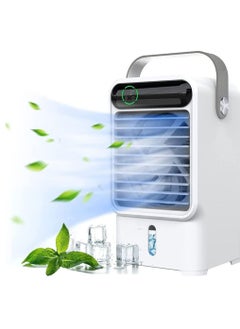 اشتري Portable Air Conditioner, 4 in 1 Evaporative Air Cooler with 3 Wind Speeds, Quiet Personal Mini Air Conditioner with Handle/LED Light/Humidifier/Timing Function for Home, Office and Room في السعودية