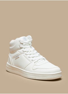 اشتري Womens Solid High Top Sneakers with Lace Up Closure في الامارات